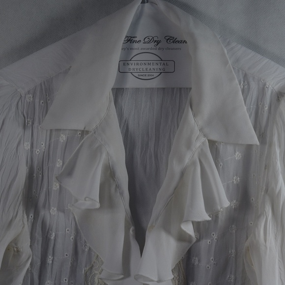 Light Chiffon Style White Blouse with Frills Allison Taylor SZ L - Picture 3 of 6